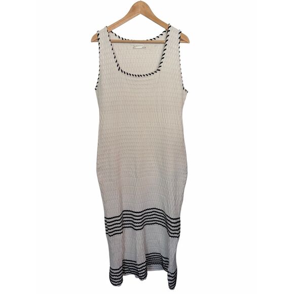 Anthropologie The Aimee Slim Ribbed Knit Midi Dress in White Size XL - Picture 4 of 12